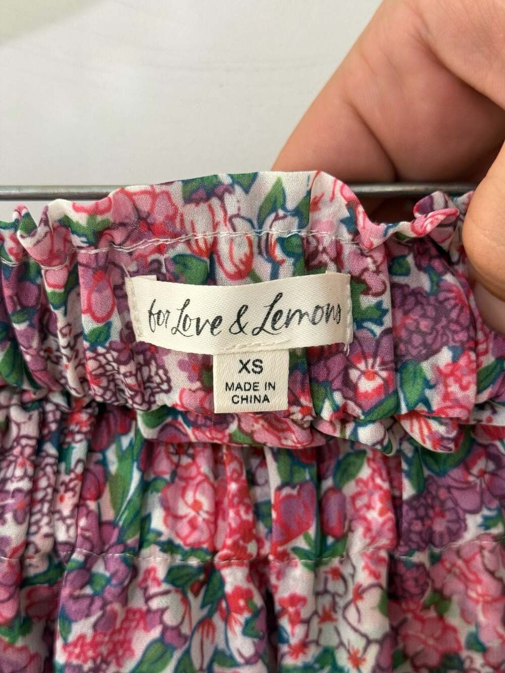 For Love & Lemons Evi Mini Skirt Pink Purple Floral Ruffled XS - Picture 4 of 8